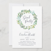 Uitnodiging Eucalyptus Wreath Graduh Party (Voorkant)