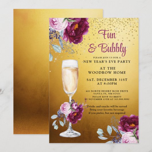 Uitnodiging Eve-partij nieuwjaar (Voorkant / Achterkant)