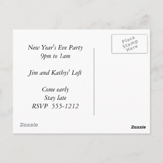 Uitnodiging Eve-partij nieuwjaar (Achterkant)