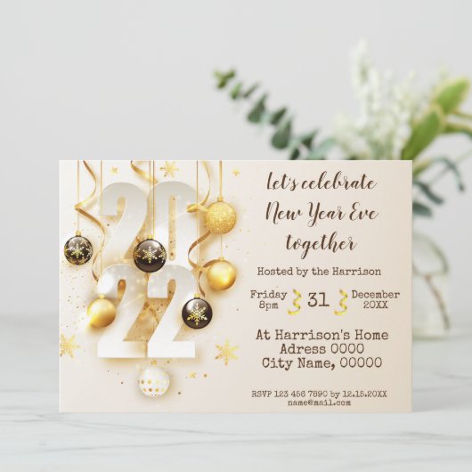 Uitnodiging Eve-partij nieuwjaar (Staand voorkant)