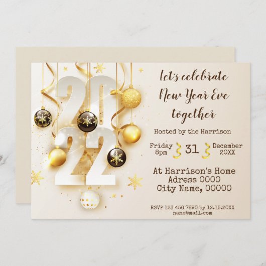 Uitnodiging Eve-partij nieuwjaar (Voorkant / Achterkant)