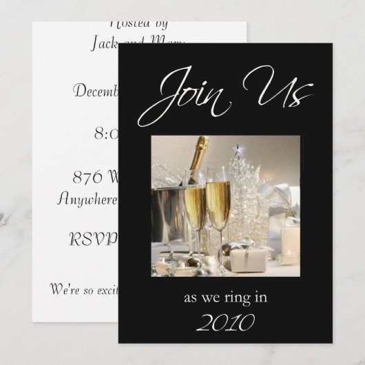 Uitnodiging Eve-partij nieuwjaar (Voorkant / Achterkant)