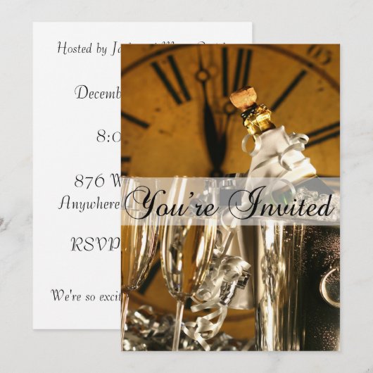 Uitnodiging Eve-partij nieuwjaar (Voorkant / Achterkant)