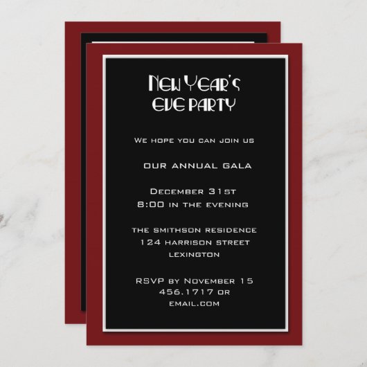 Uitnodiging Eve-partij nieuwjaar (Voorkant / Achterkant)