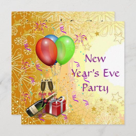 Uitnodiging Eve-partij nieuwjaar (Voorkant / Achterkant)