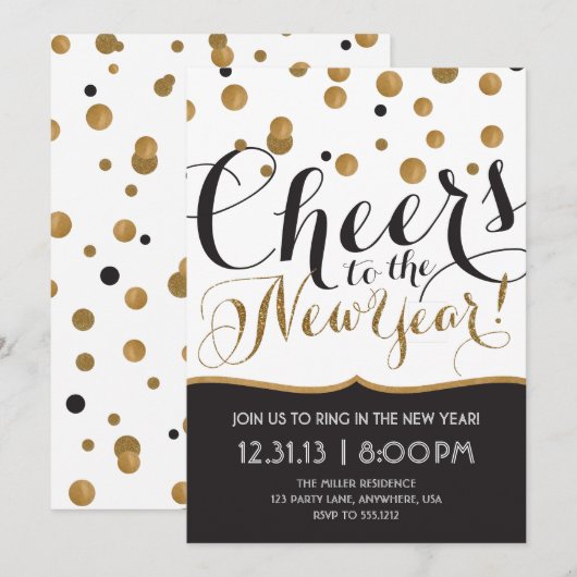 Uitnodiging Eve-partij nieuwjaar (Voorkant / Achterkant)