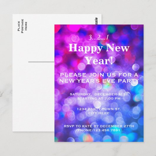 Uitnodiging Eve-partij nieuwjaar (Voorkant / Achterkant)