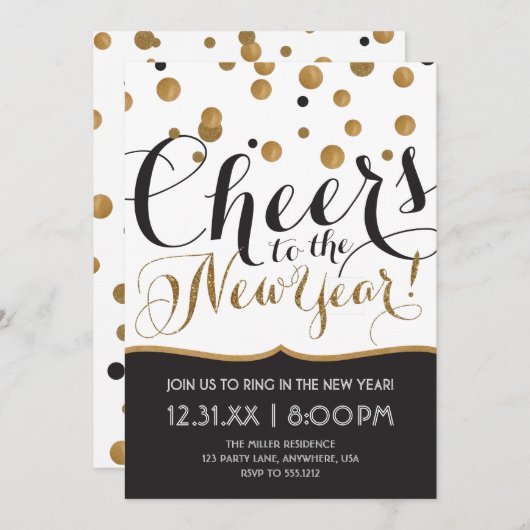 Uitnodiging Eve-partij nieuwjaar (Voorkant / Achterkant)