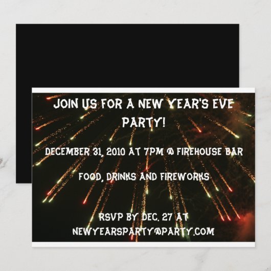 Uitnodiging Eve-partij nieuwjaar (Voorkant / Achterkant)