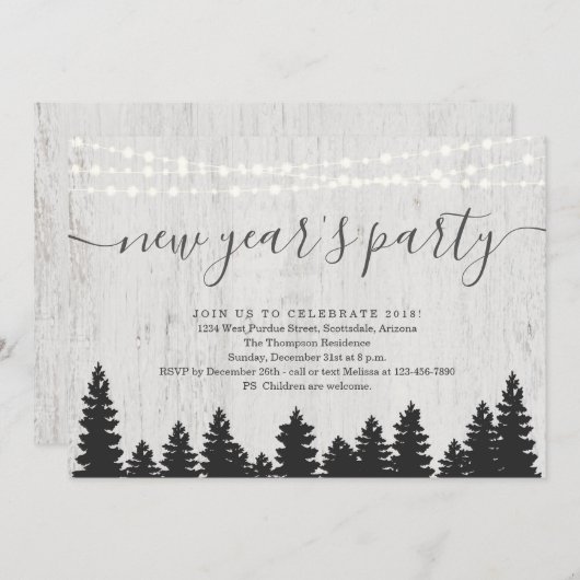 Uitnodiging Eve-partij nieuwjaar | Rijstwinter (Voorkant / Achterkant)