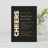 Uitnodiging Eve Party van Cheers in Black (Staand voorkant)