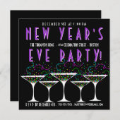 Uitnodiging Eve Party van Confetti in het nieuwjaa (Voorkant / Achterkant)