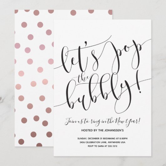 Uitnodiging Eve Party van het moderne Nieuwjaar (Voorkant / Achterkant)