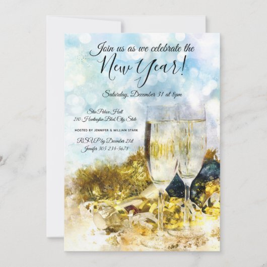 Uitnodiging Eve Party van nieuwjaar vieren (Voorkant)