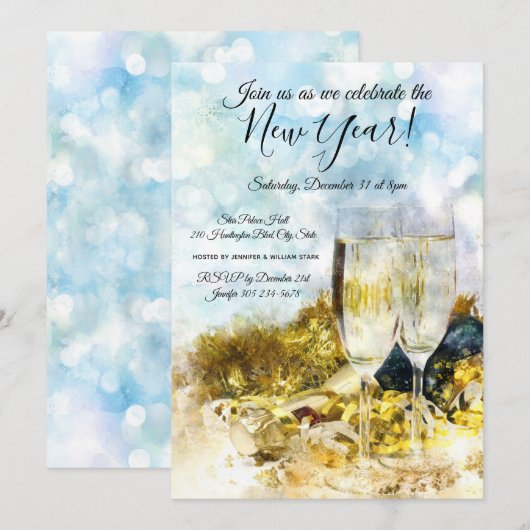 Uitnodiging Eve Party van nieuwjaar vieren (Voorkant / Achterkant)