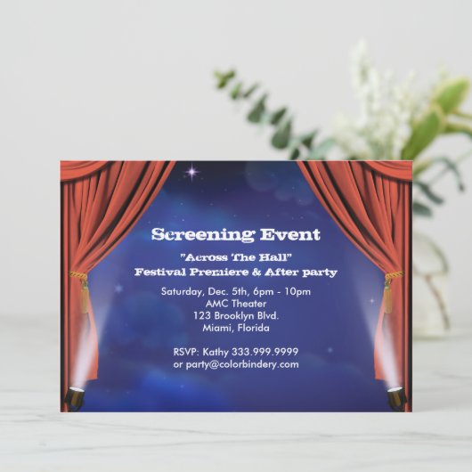 Uitnodiging evenement 7" x 5" Curtain Call (Staand voorkant)