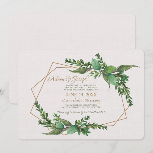Uitnodiging Evergreen Engagement Party (Voorkant / Achterkant)