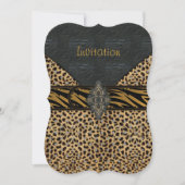 Uitnodiging Exotic Gold Black Animal Leather Multi (Voorkant)