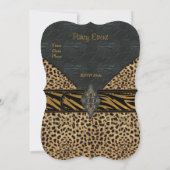 Uitnodiging Exotic Gold Black Animal Leather Multi (Achterkant)