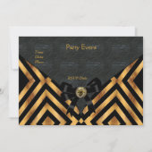 Uitnodiging Exotic Gold Black Stripe leder (Achterkant)