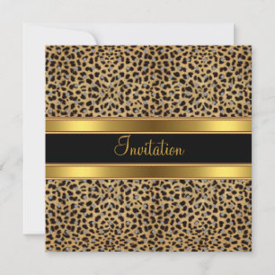Uitnodiging Exotic Leopard Gold Black