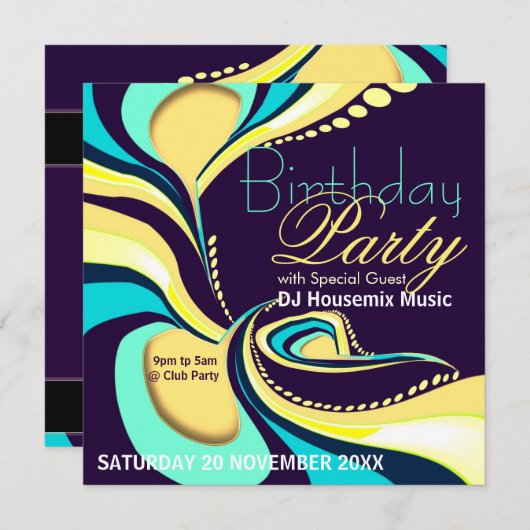 Uitnodiging exotische Flamboyante Abstracte Art Pa (Voorkant / Achterkant)