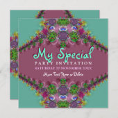 Uitnodiging exotische fractale gelaatpartij (Voorkant / Achterkant)