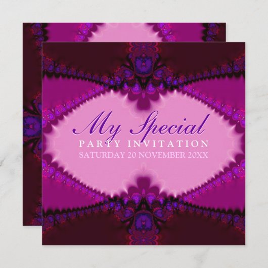 Uitnodiging exotische Pinks Bohemian Lace Party (Voorkant / Achterkant)