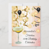 Uitnodiging Fabulous Champagne Gold Pink Lights (Voorkant)