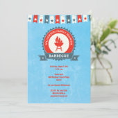 Uitnodiging Familie Reünie Barbecue Rood Wit Blauw (Staand voorkant)