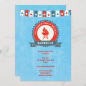 Uitnodiging Familie Reünie Barbecue Rood Wit Blauw (Voorkant / Achterkant)