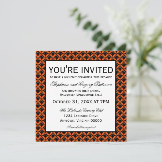 Uitnodiging Fancy Halloween Party in het voorstadj (Staand voorkant)