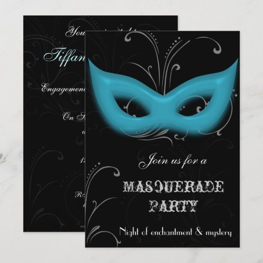 Uitnodiging Fantasy Masquerade feest (Voorkant / Achterkant)