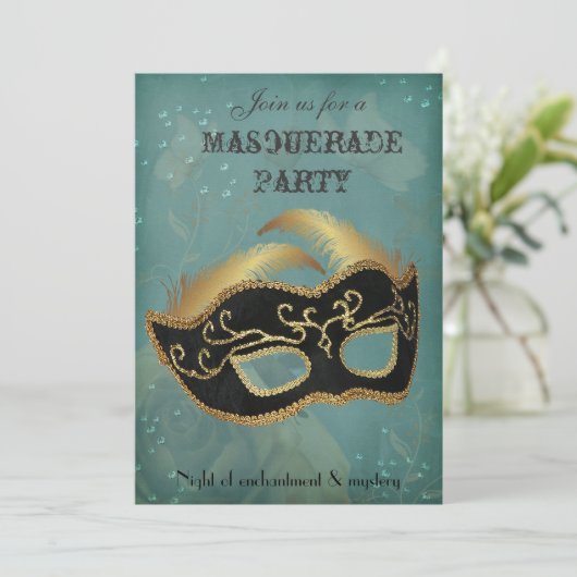 Uitnodiging Fantasy Masquerade feest (Staand voorkant)