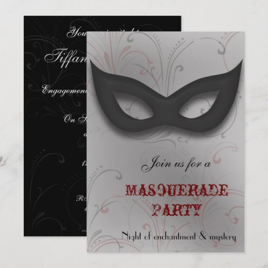 Uitnodiging Fantasy Masquerade feest (Voorkant / Achterkant)