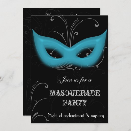 Uitnodiging Fantasy Masqueradefeest (Voorkant / Achterkant)