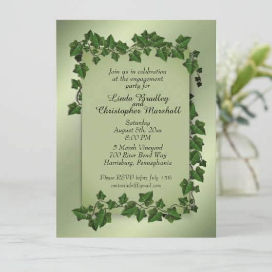 Uitnodiging Fantasy Vines Engagement Party (Staand voorkant)