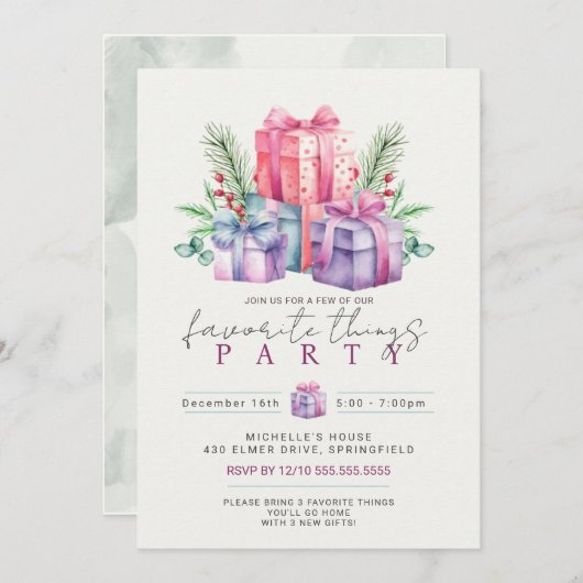 Uitnodiging Favoriete Dingen-feest (Voorkant / Achterkant)
