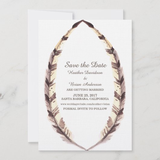 Uitnodiging Feathered Border Save the Date (Voorkant)