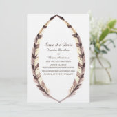 Uitnodiging Feathered Border Save the Date (Staand voorkant)