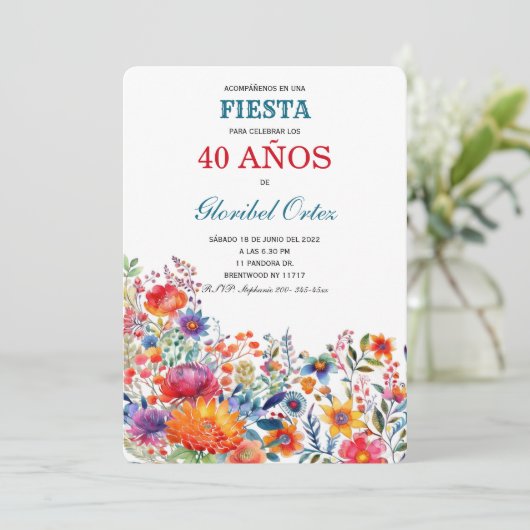 Uitnodiging Feest 40 Jaar Vrouw (Staand voorkant)