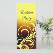 Uitnodiging Feest Elegant Geel Goud Bruin Bloem (Staand voorkant)