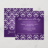 Uitnodiging Feest Elegant Patroon Paars (Voorkant / Achterkant)