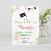 Uitnodiging feest elf en piraat (Staand voorkant)