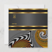 Uitnodiging Feest Exotisch Abstract Goud Zwart (Achterkant)