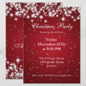 Uitnodiging Feest Rood Elegant Glitter Aangepast (Voorkant / Achterkant)