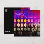 Uitnodiging Feest roze Rave (Voorkant / Achterkant)