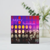 Uitnodiging Feest roze Rave (Staand voorkant)