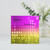 Uitnodiging Feest roze Rave (Staand voorkant)