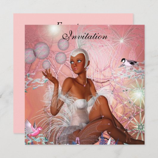 Uitnodiging Feest Showgirl Roze (Voorkant / Achterkant)